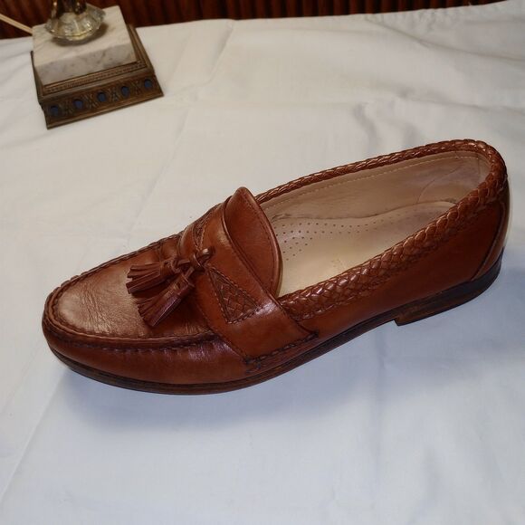 Allen Edmonds Maxfield Brown Tassel Loafers Woven Leather 8.5 D Made In USA 1713 - Picture 4 of 11
